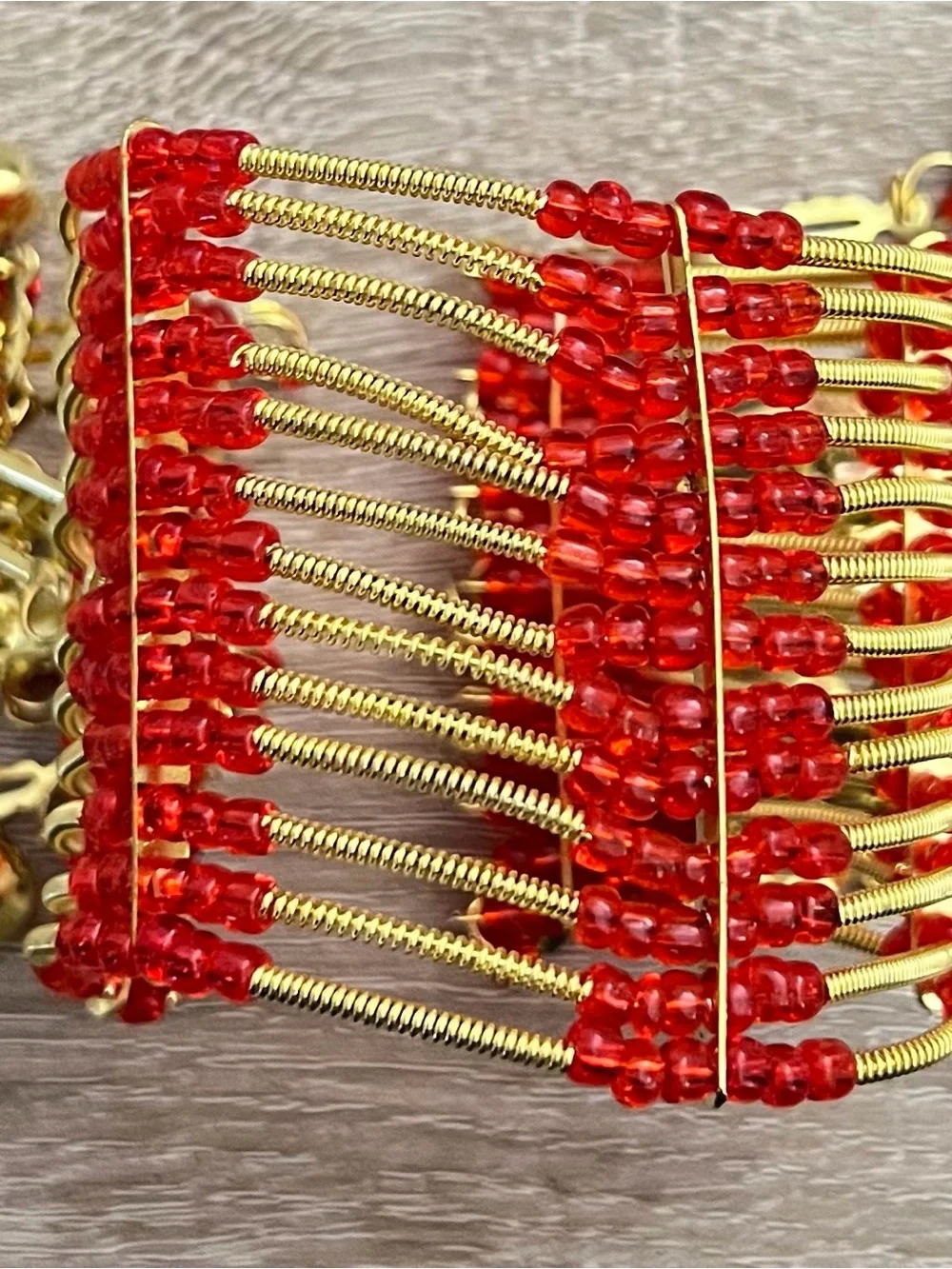 Boho Tribal Bracelet Bundle Red Black Gold & Silver Cuff